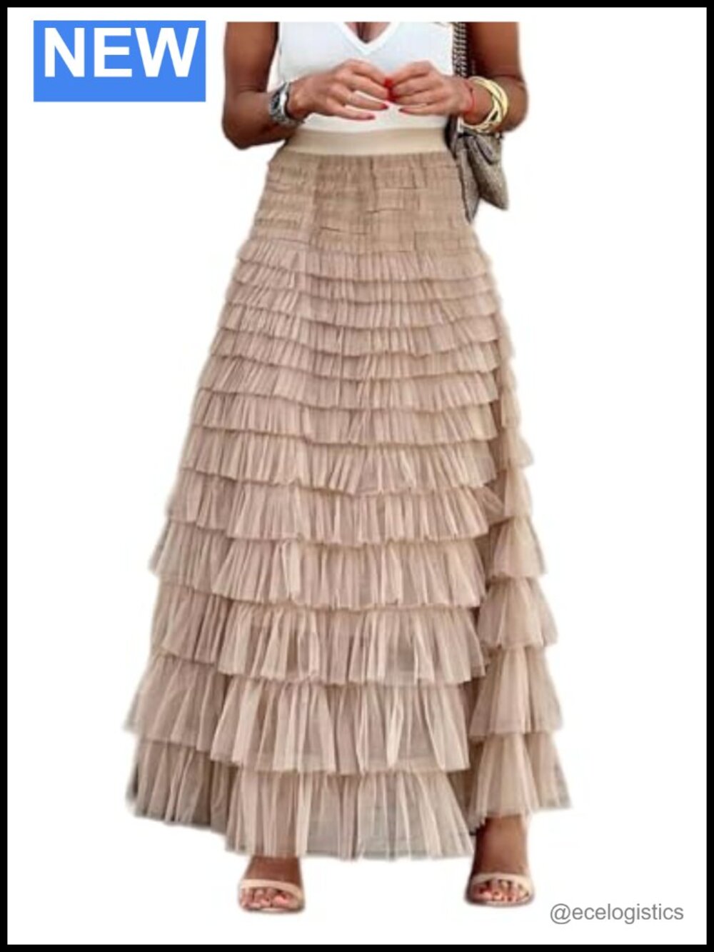 Women's Layered Tiered Tulle Maxi Skirt A-Line Flowy Formal